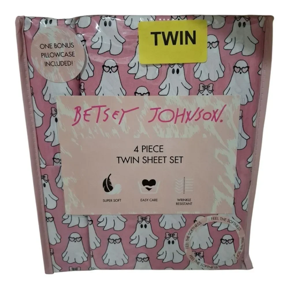 Betsey Johnson Halloween Ghosts Twin Sheet Set & Throw Blanket Set